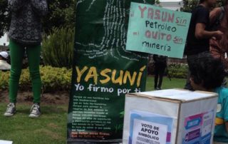 activistas recogen firmas para la consulta popular de Yasuní