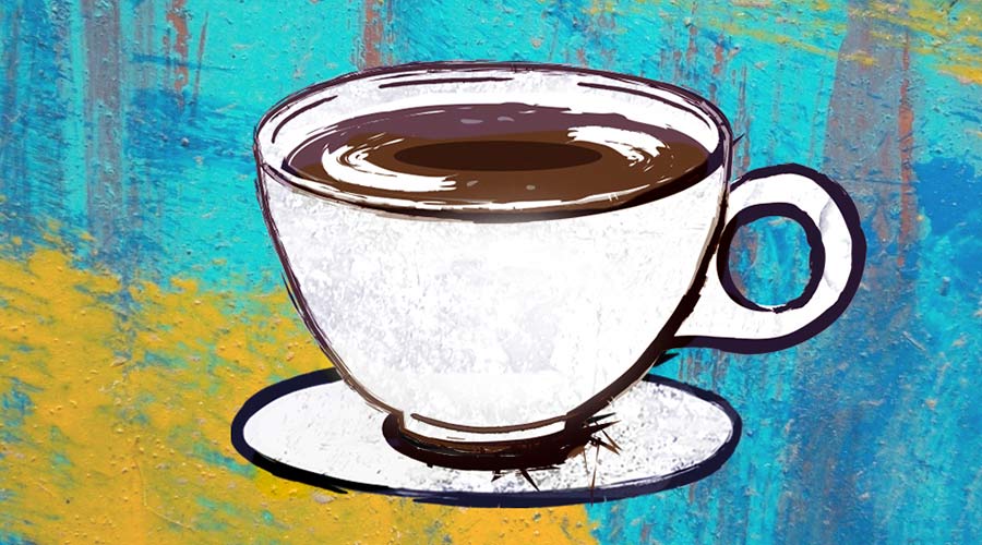 La intensa felicidad de un buen espresso. Ilustración de Daniela Mora Hernández.