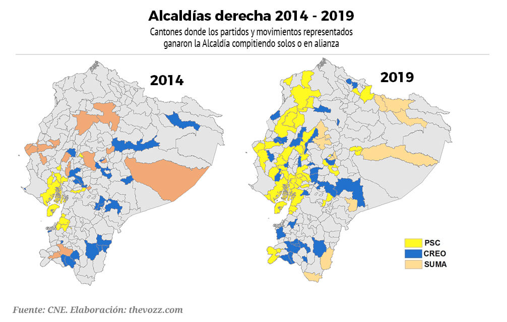 Mapa Alcaldias Derecha Ecuador 2014 2019