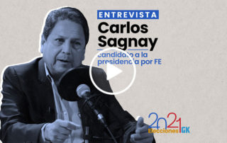 En esta entrevista a Carlos Sagnay, el candidato presidencial por FE habla de su relación con los Bucaram, su propuesta de gobierno y más. Ilustración de Gabriela Valarezo para GK.