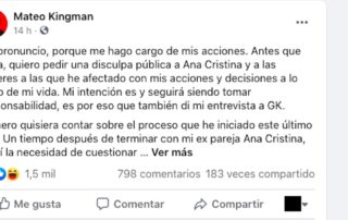 Mateo Kingman publica comunicado