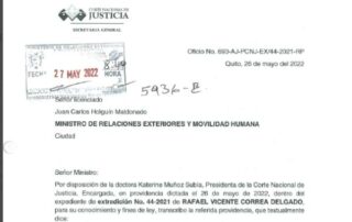 informe extradición de Rafael Correa