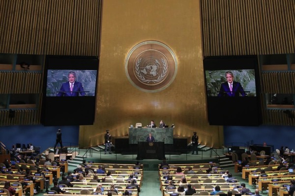 Guillermo Lasso en su discurso en el debate general de la Asamblea General