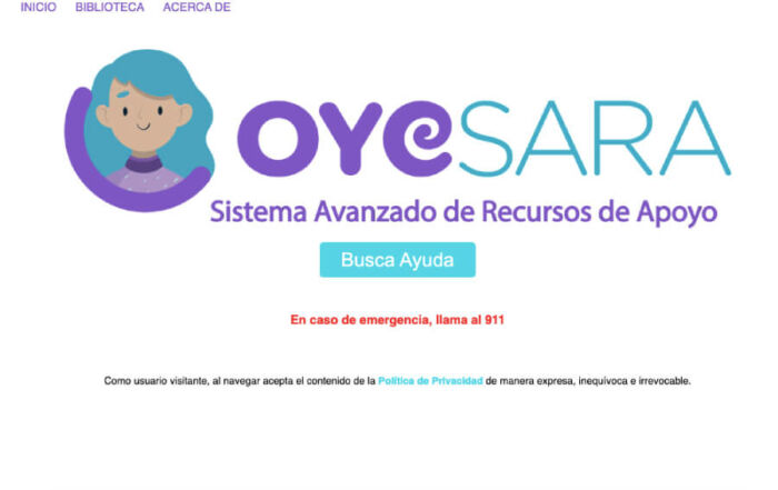Oye Sara, el directorio de ayuda para víctimas de violencia.