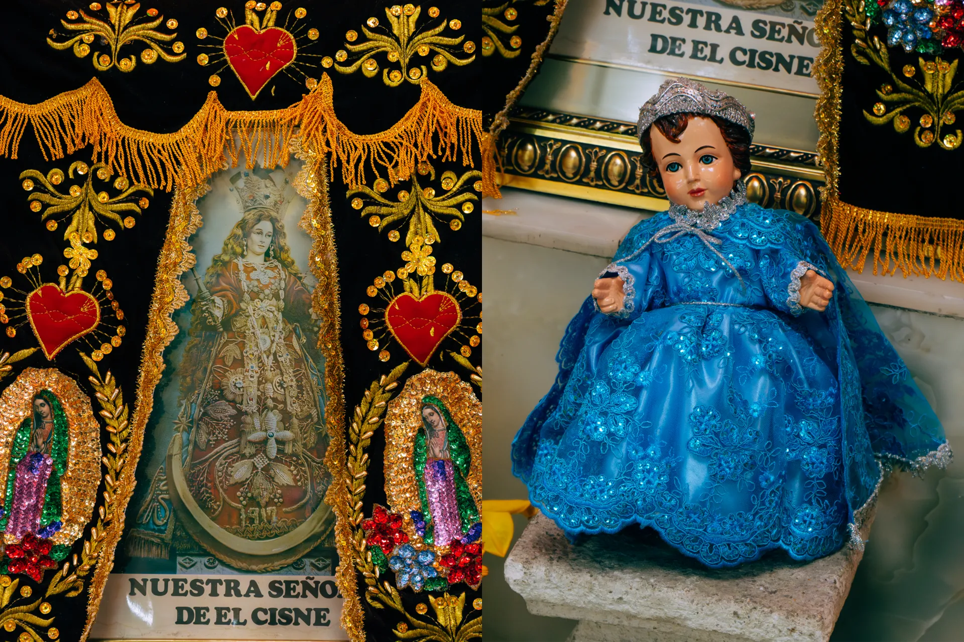 En el mercado La Carolina, conocido como Iñaquito, la devoción es a la Virgen del Cisne en un altar