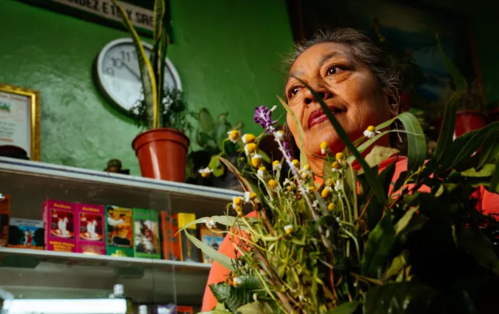 Rosa Lagla, una de las yerbateras de Quito