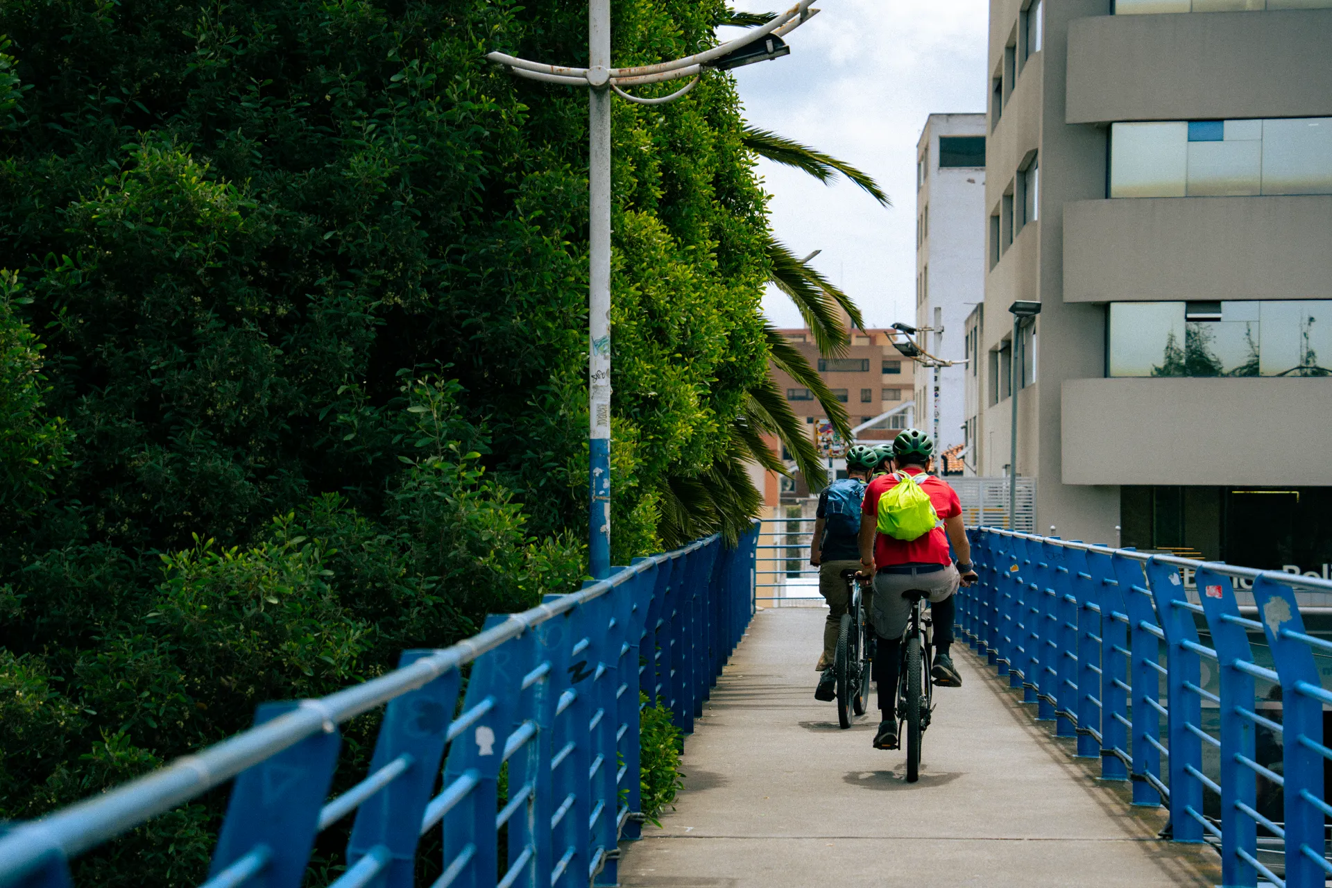 El paso peatonal del bulevar de las Naciones Unidas es usado también por ciclistas urbanos