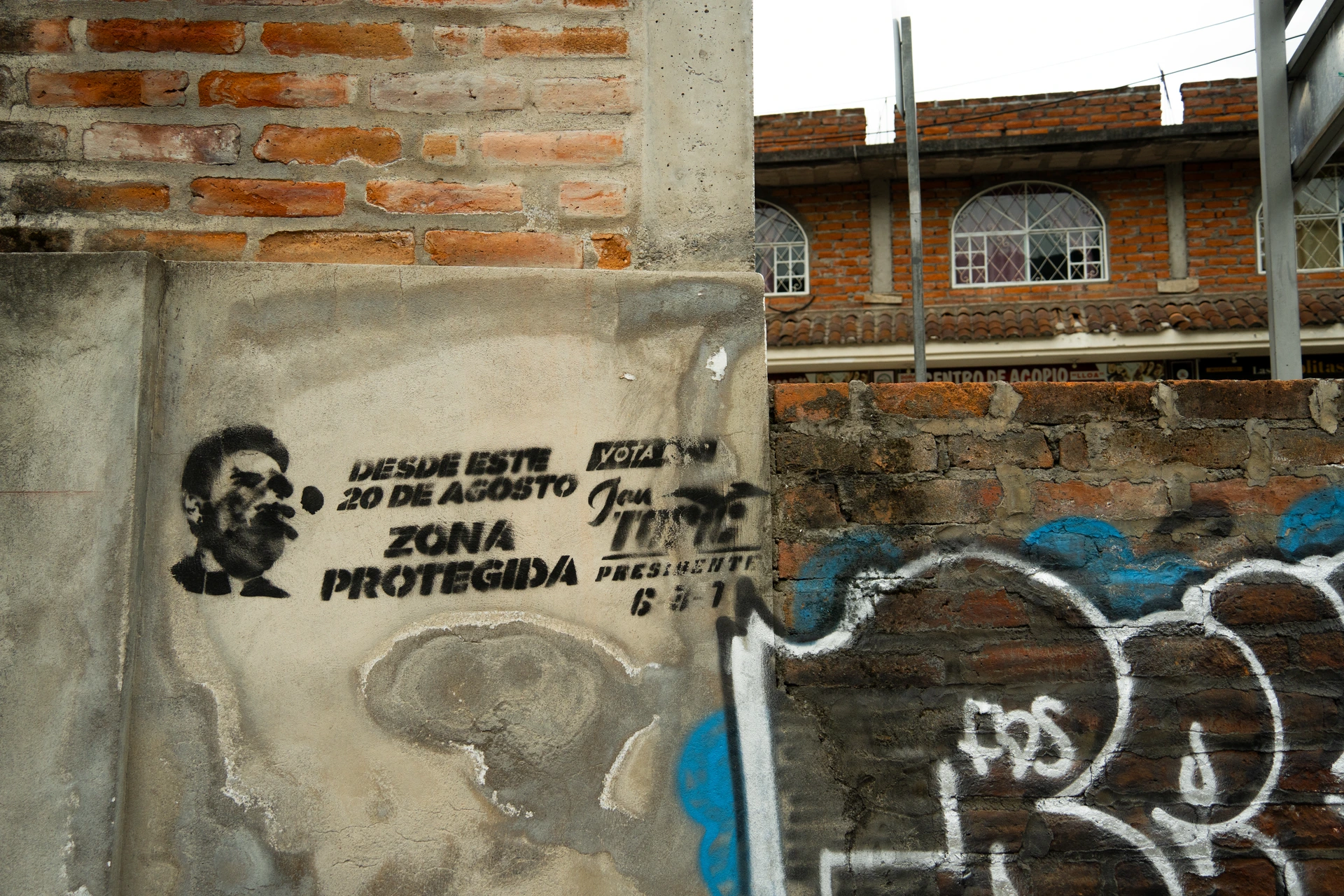 De su candidatura en 2023: Jan Topic, en una pared.