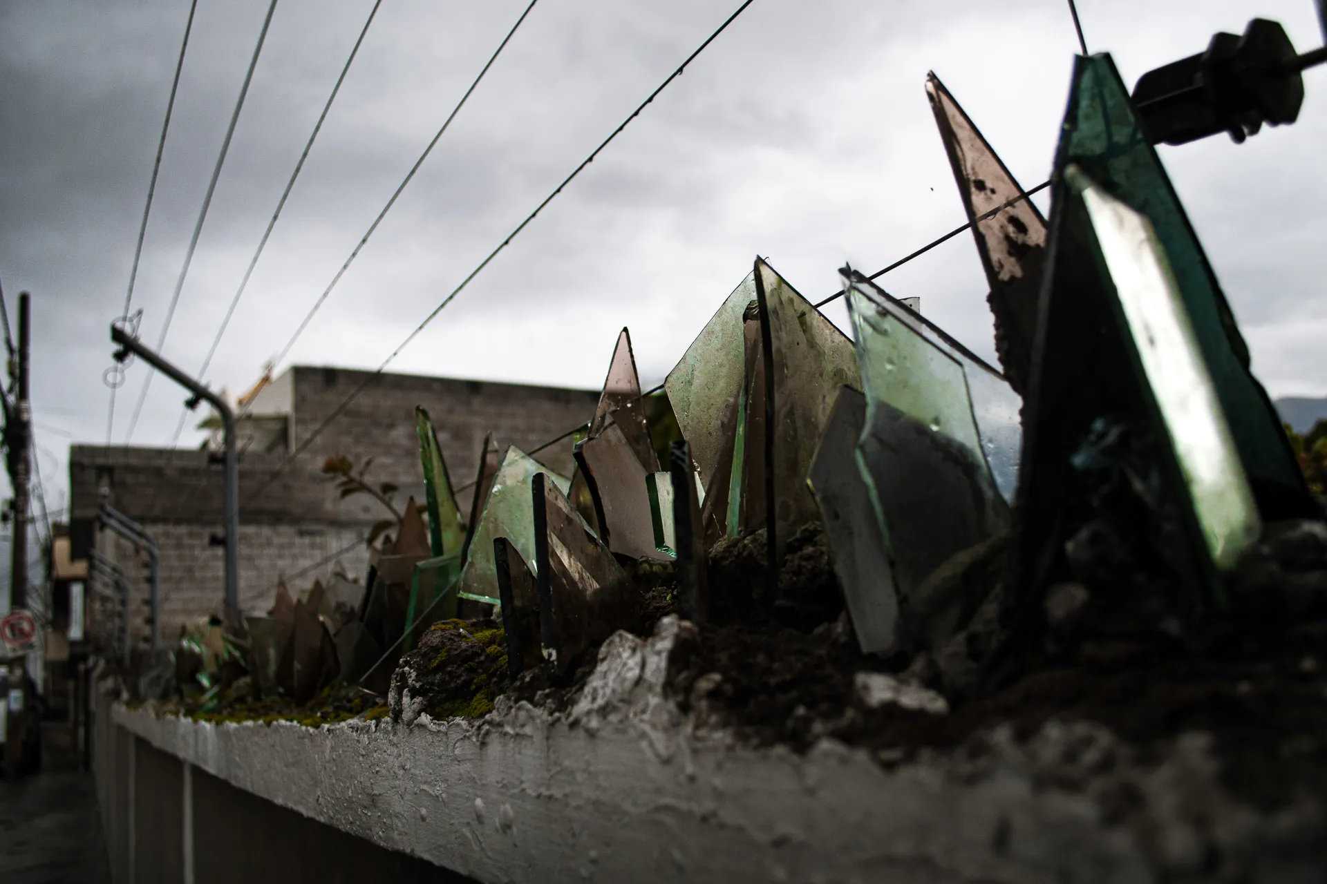 Vidrios en los muros para proteger de los ladrones