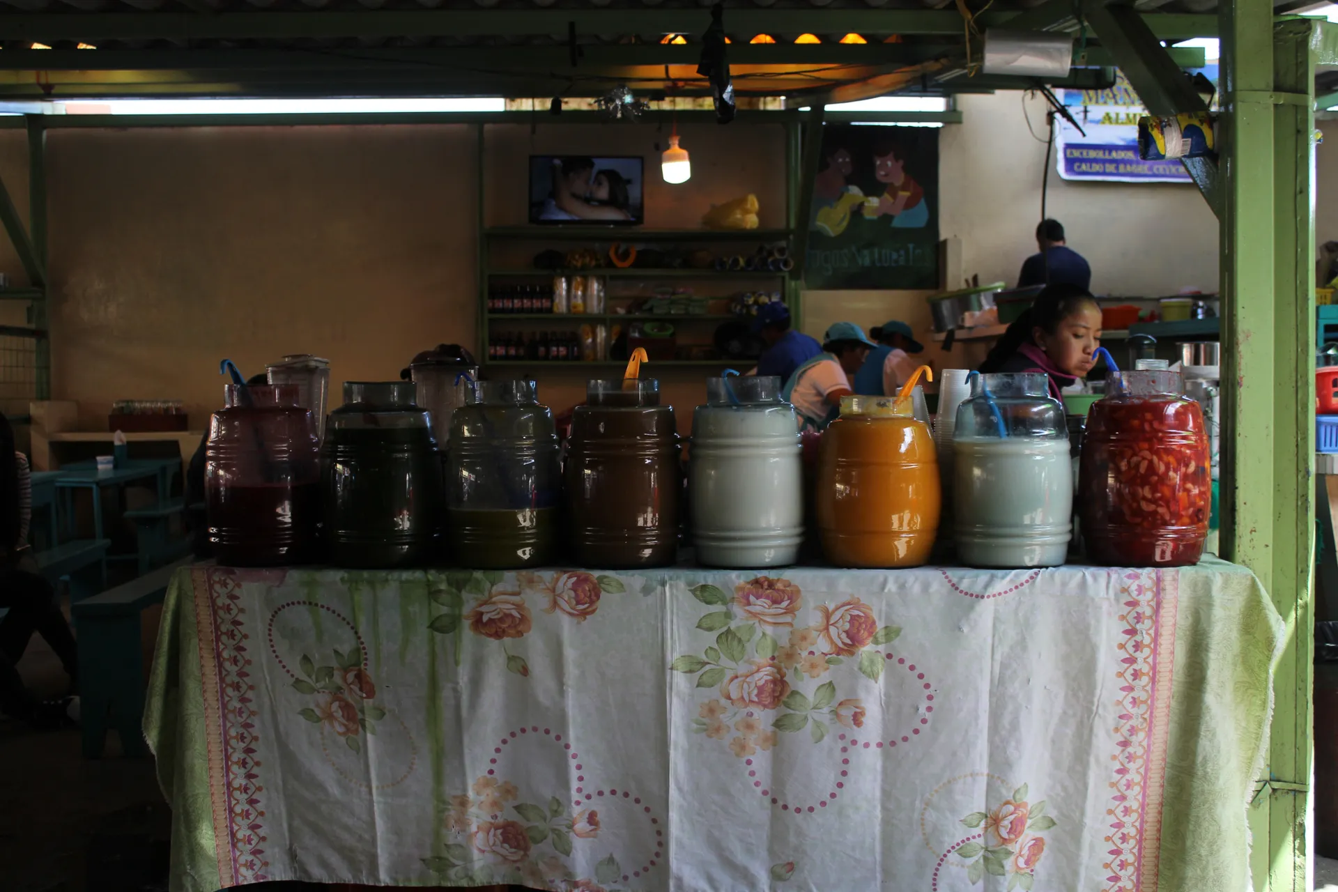 Un puesto de jugos en Quito