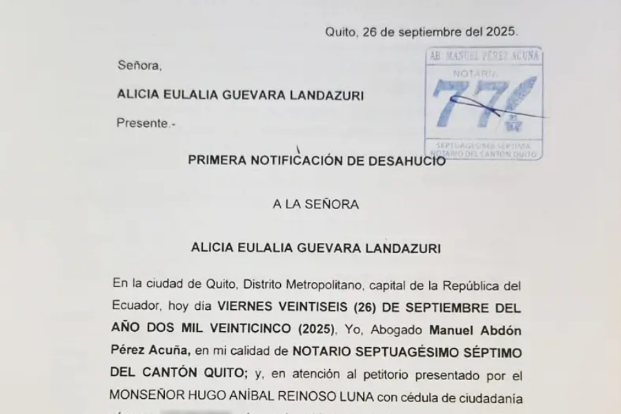 notificación desahucio Alicia Guevara